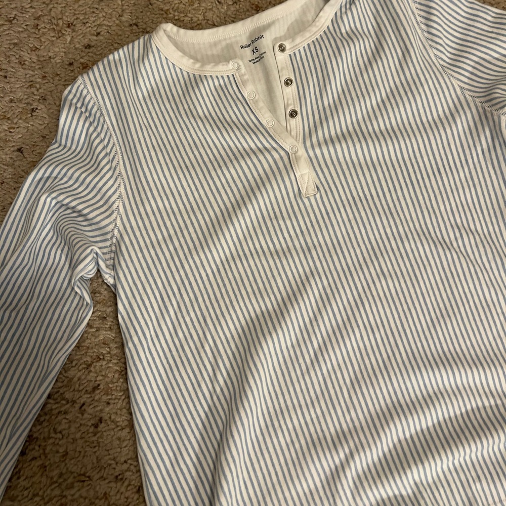 ROLLER RABBIT PAJAMAS XS BLUE PINSTRIPE